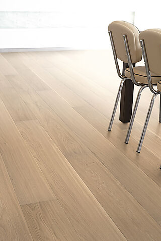 Parkett 1-stav Eik Jazz hvit mattlakk