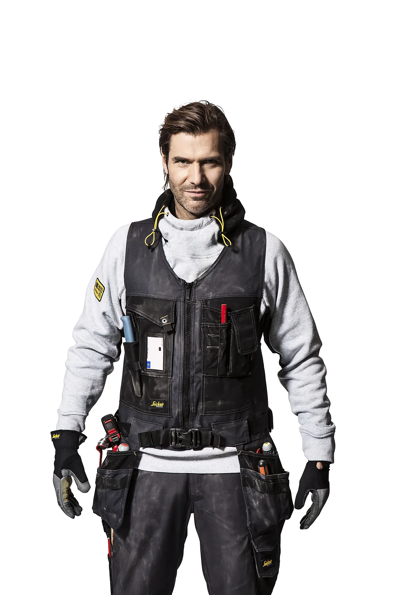 Verktøyvest 4254 sort/sort XXL canvas med hylsterlommer Verktøyvest 4254 sort/sort XXL canvas med hylsterlommer