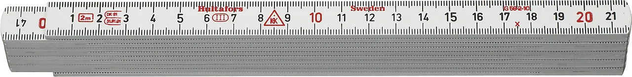 Meterstokk 2 meter glassfiber G59-2-10 hvit metrisk gradering hvit