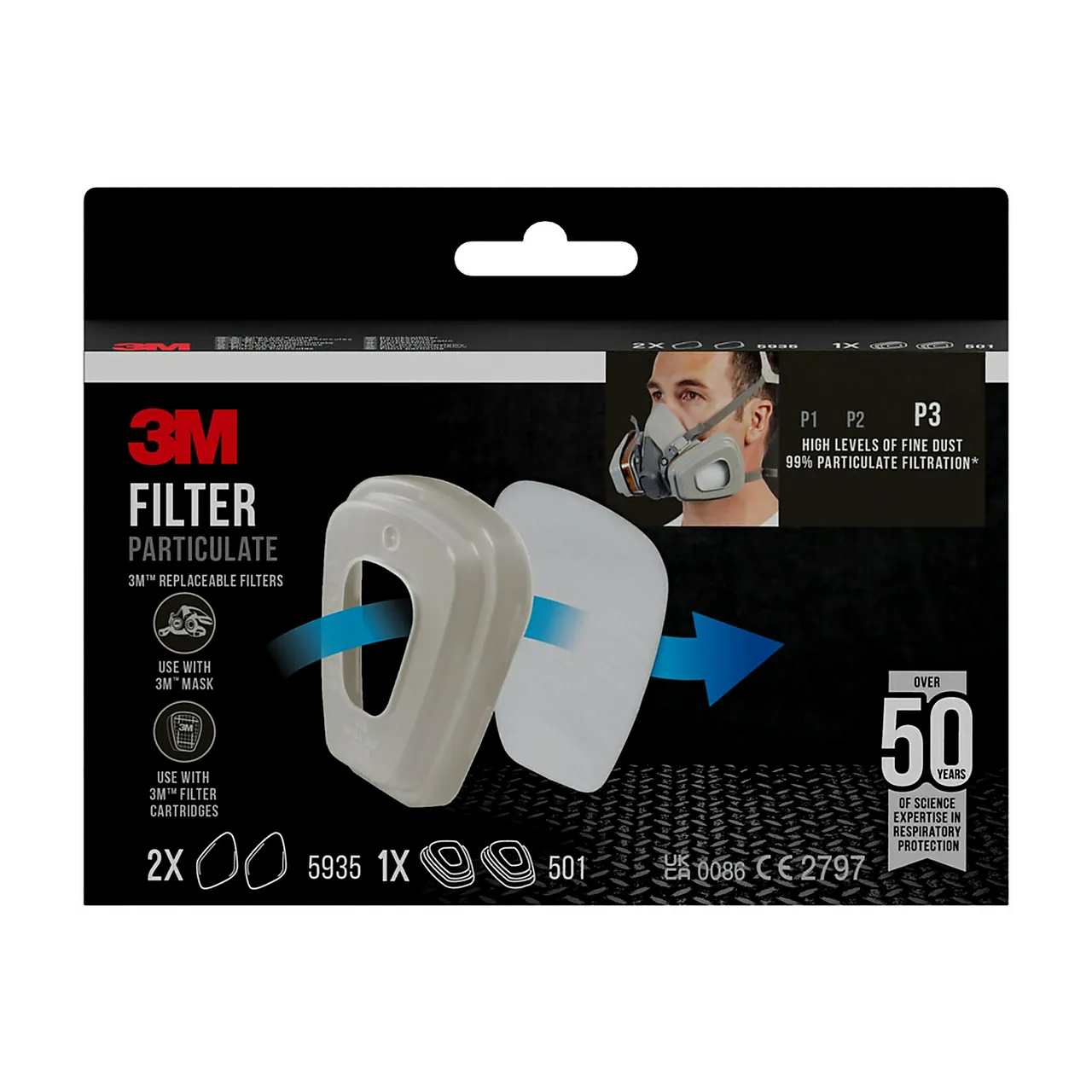 Filter 5935PRO2N P3 2PAR/HOLDER kombinert gass/dampfiltr M