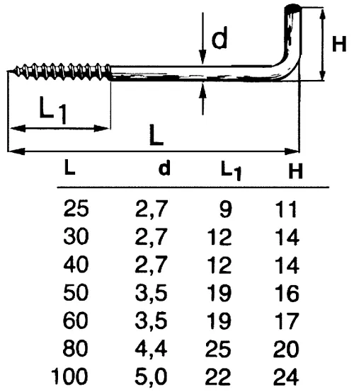 Vinkelkrok 7 hvit 50x3,5mm a-4 essve