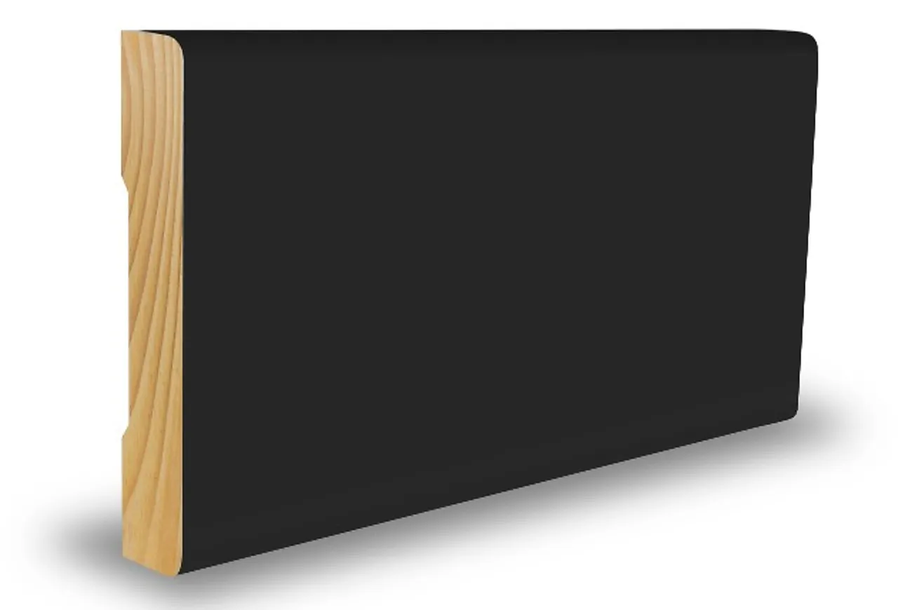 Karmlist furu rundkant dempet sort S8500-N 12x58x4400 mm