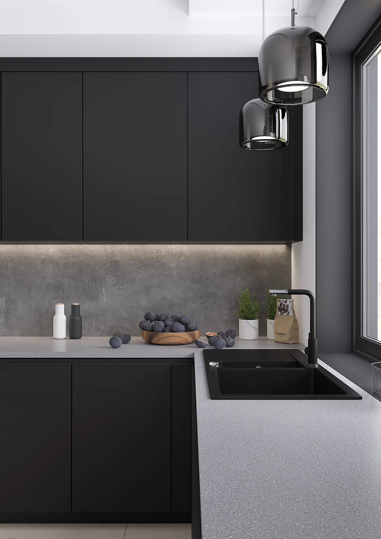 Fibo benkeplate laminat rettkant sort granitt 3020x630x29 mm null - null - 3 - Miniatyr