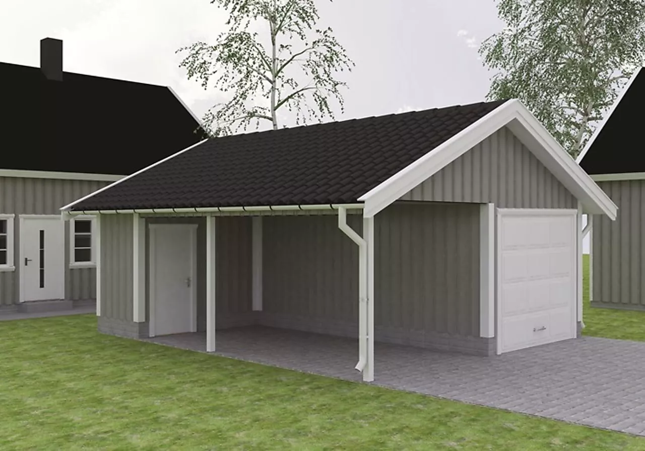 Dobbelgarasje med carport og bod Fjære null - null - 2 - Miniatyr