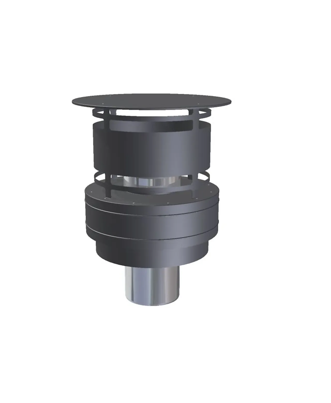 Pipehatt til stålpipe dobbelisolert Ø150 sort Pipehatt til stålpipe dobbelisolert Ø150 sort