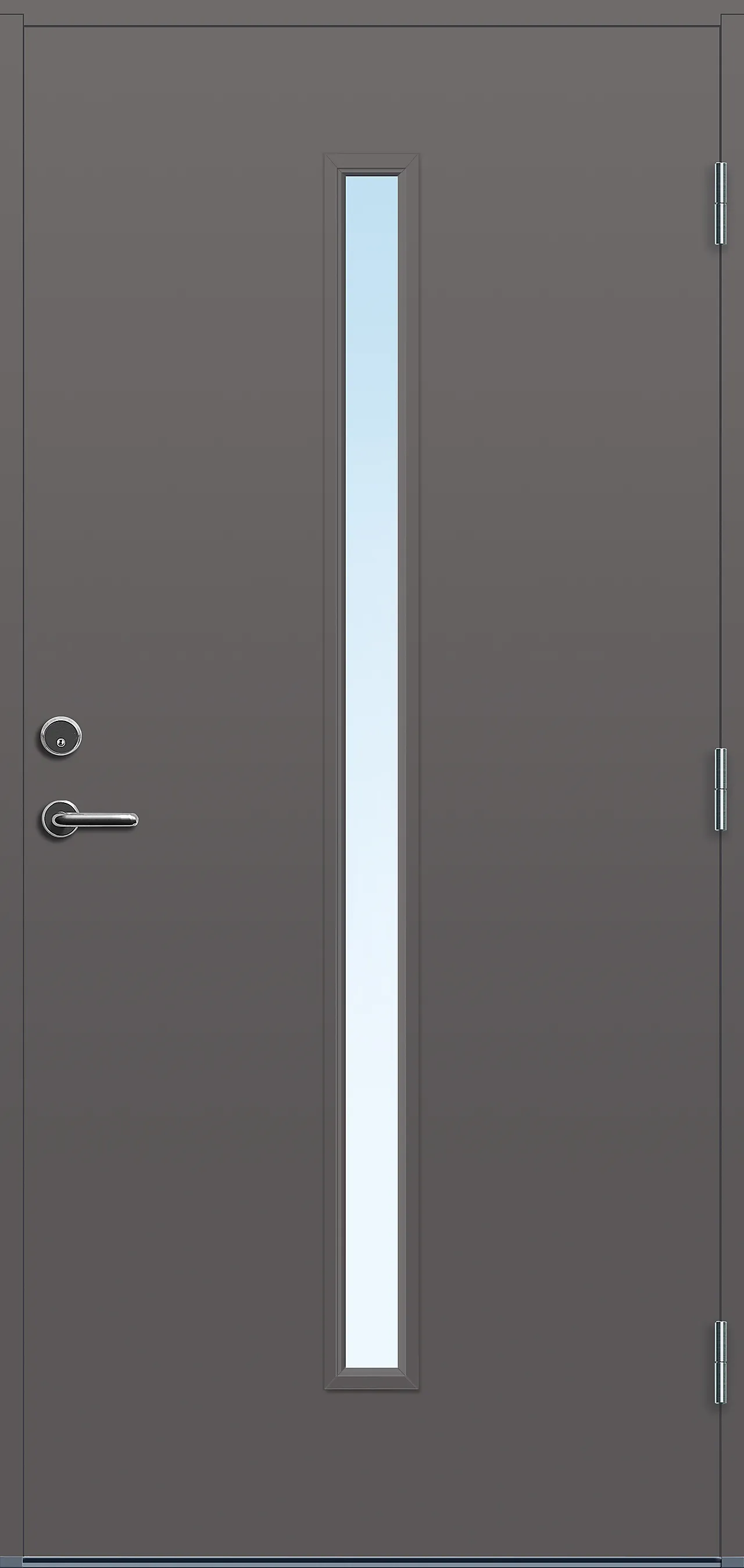 Ytterdør Hovdeby kompakt 80x190 cm frostet glass grå høyre