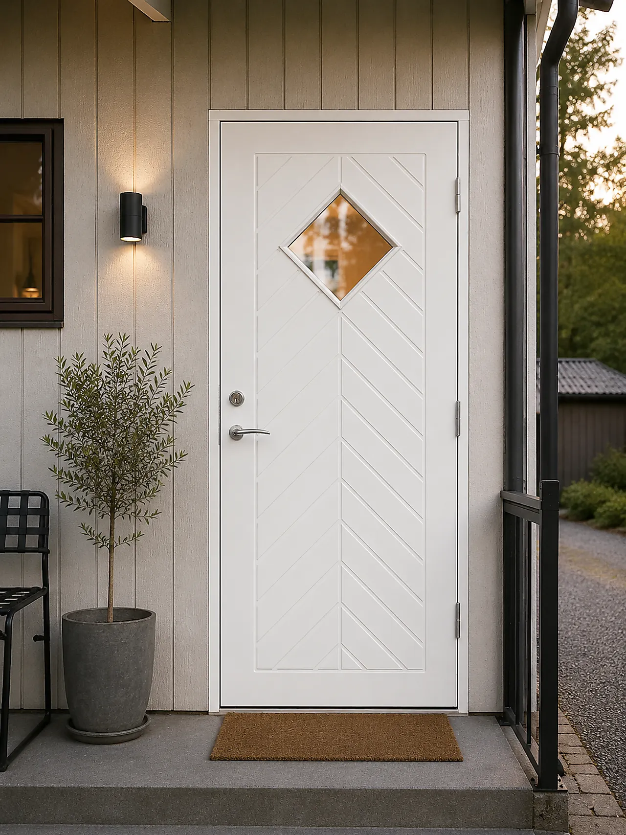 Ytterdør Fjell 90x190 cm hvit med glass venstre null - 90x190 cm - 2 - Miniatyr