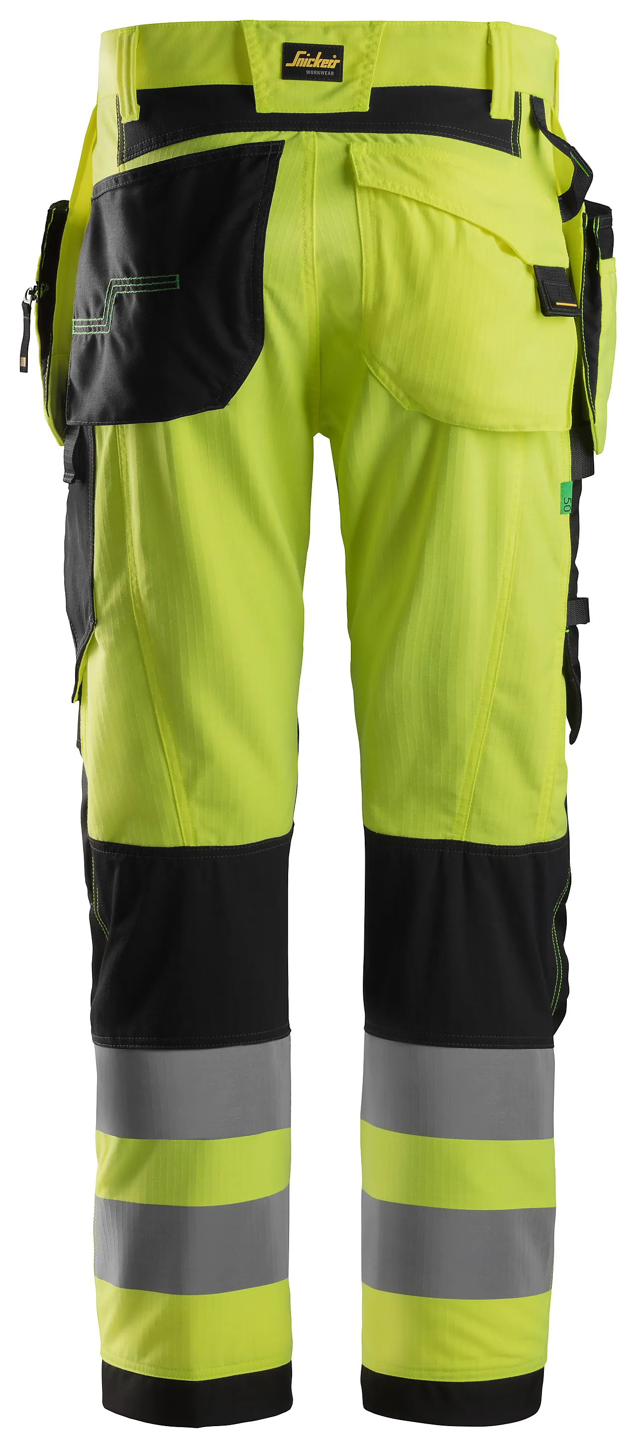 Bukse 6932 gul/sort 100 snicers highvis kl 2 hylsterlommer null - null - 2 - Miniatyr