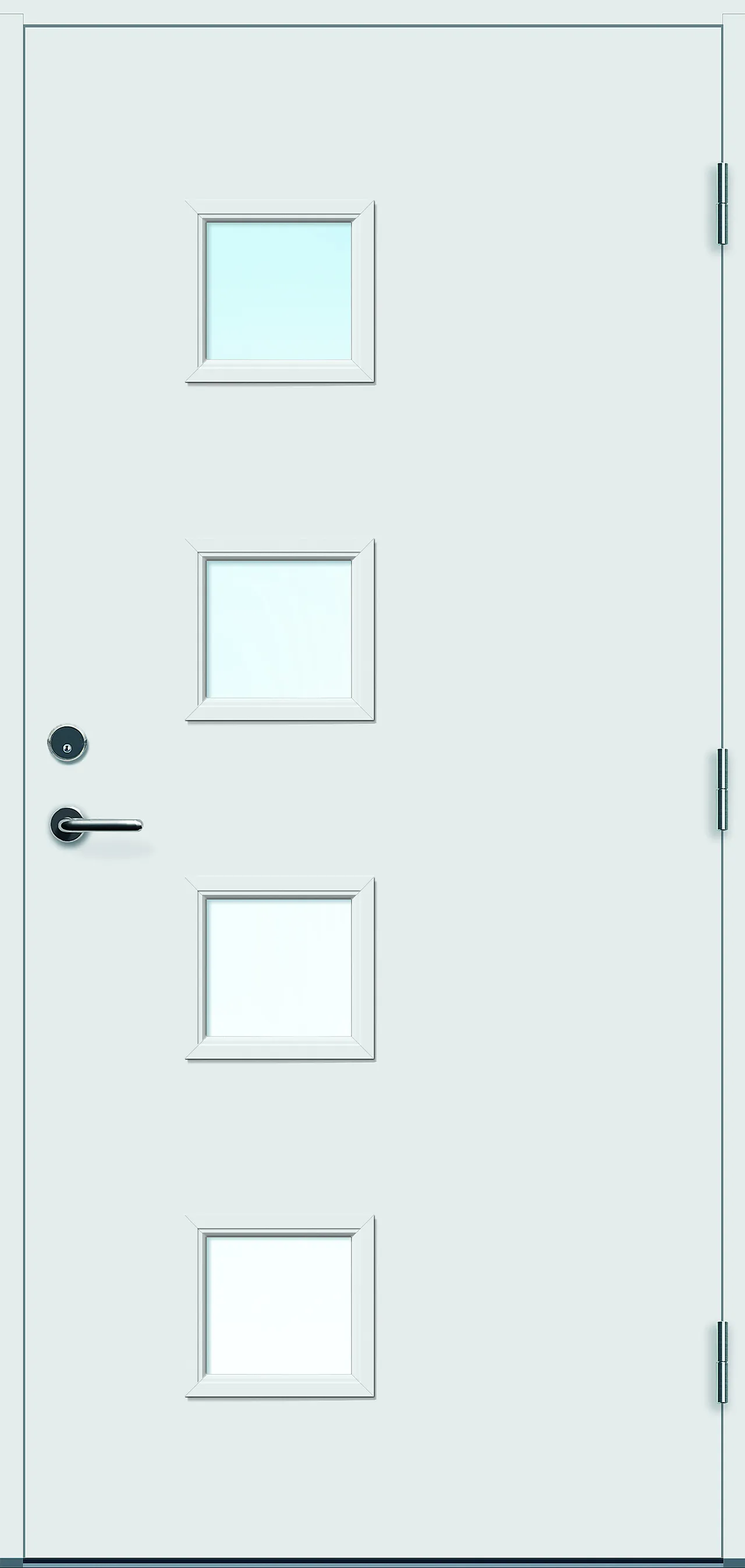 Ytterdør Runde med glass hvit høyre 90x200 cm