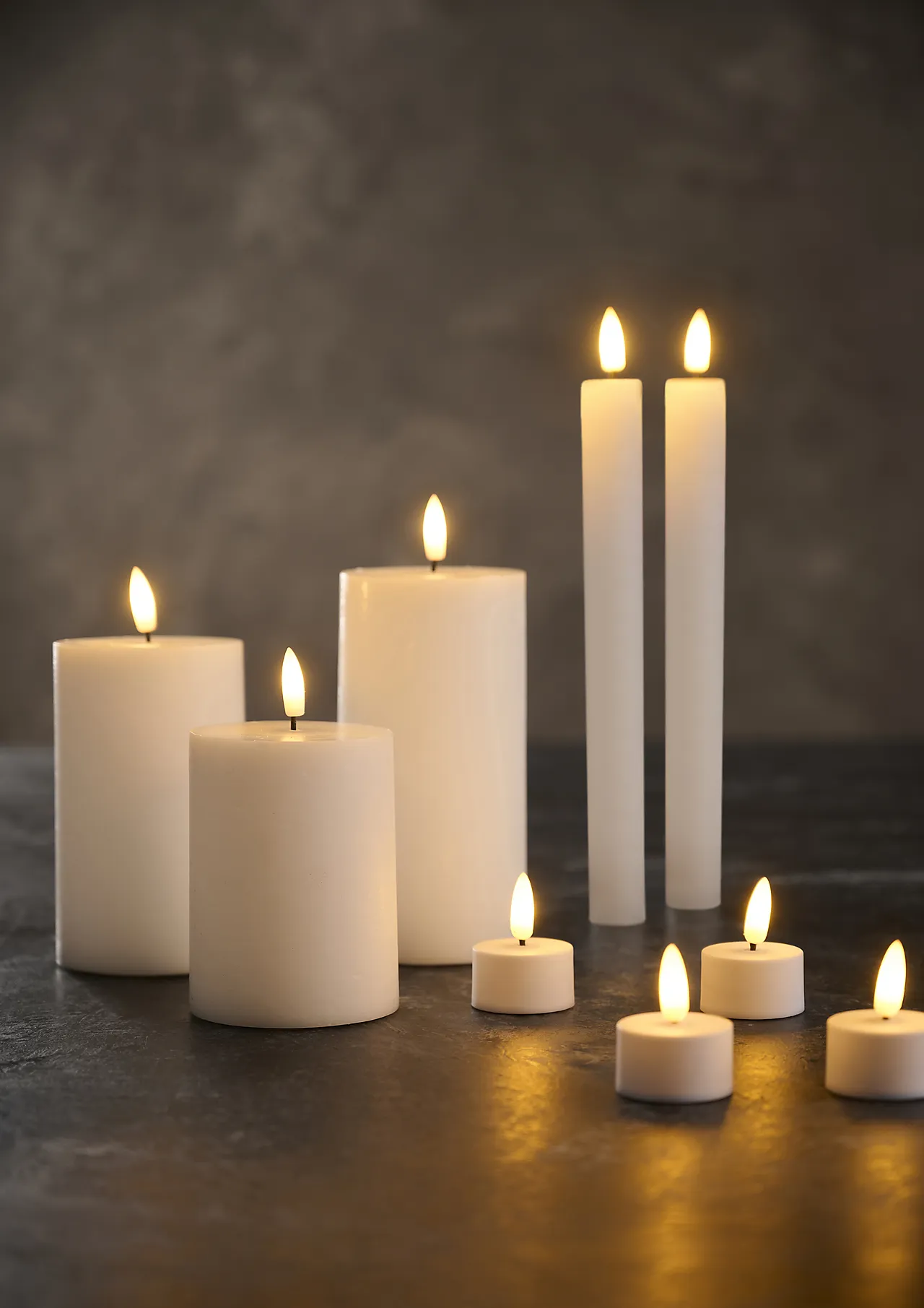 Lyssett med 3D LED-flamme 10 deler Lyssett med 3D LED-flamme 10 deler
