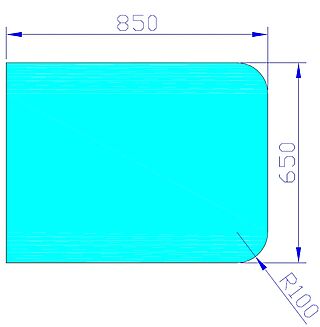 Gulvplate glass 900 x 1090 mm radie på sirkel