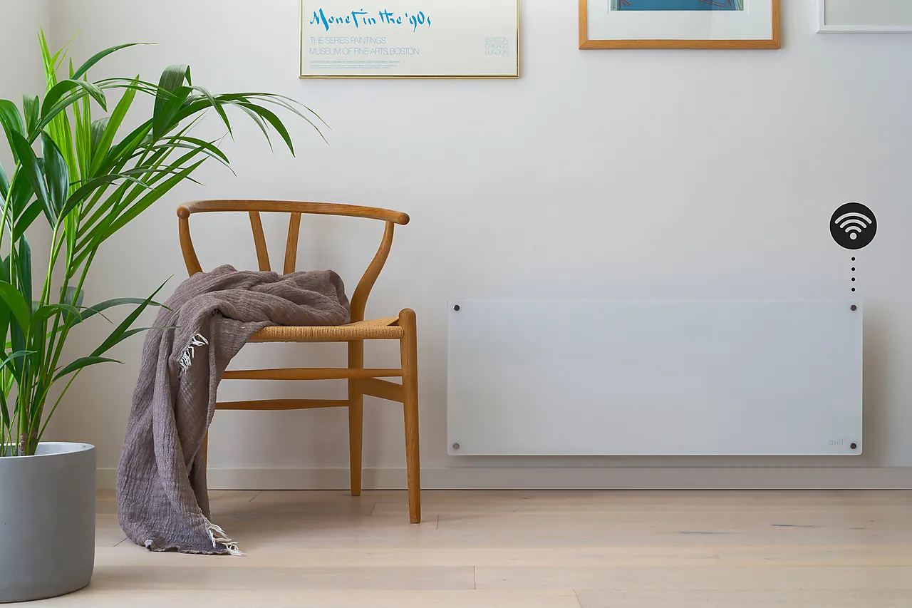 Panelovn hvit glass gen 3 wifi 1300 watt