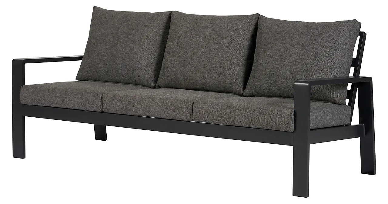 3-seters hagesofa aluminium sort/grå