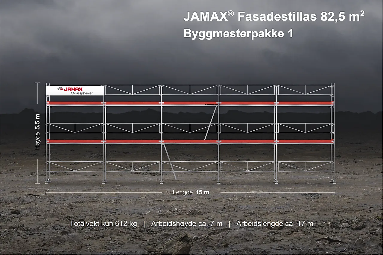 Stillas fasade 82,5 m2 byggmesterpakke 1 null - null - 2 - Miniatyr