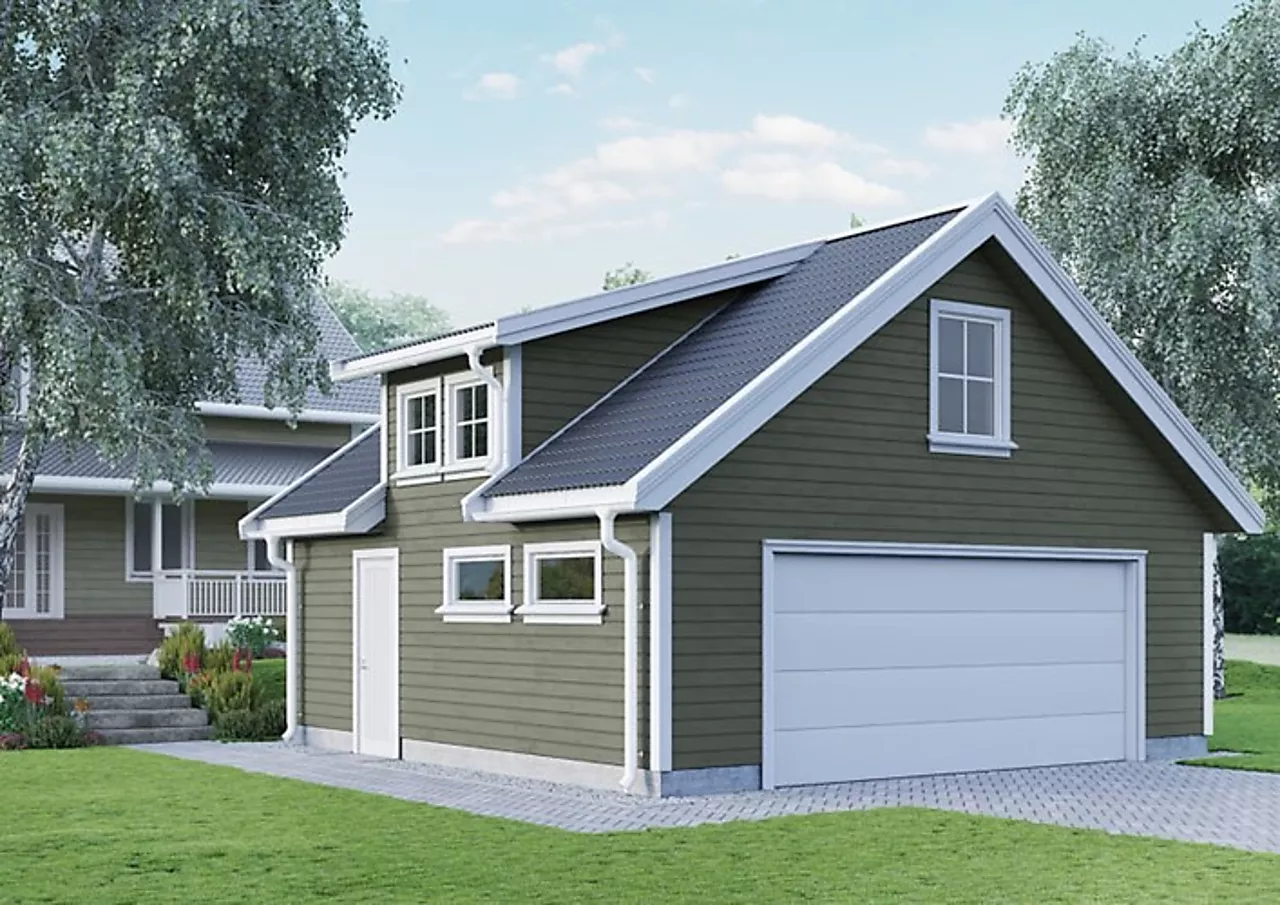 Dobbelgarasje Hushovd med loft null - null - 2 - Miniatyr