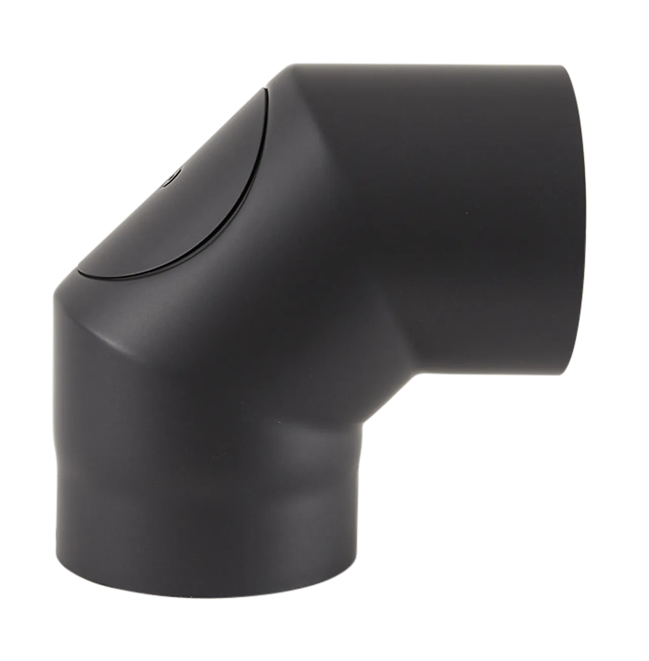 Røykrør ø150 90gr 3-delt m/l bp sort metallic lakk 2mm med luke