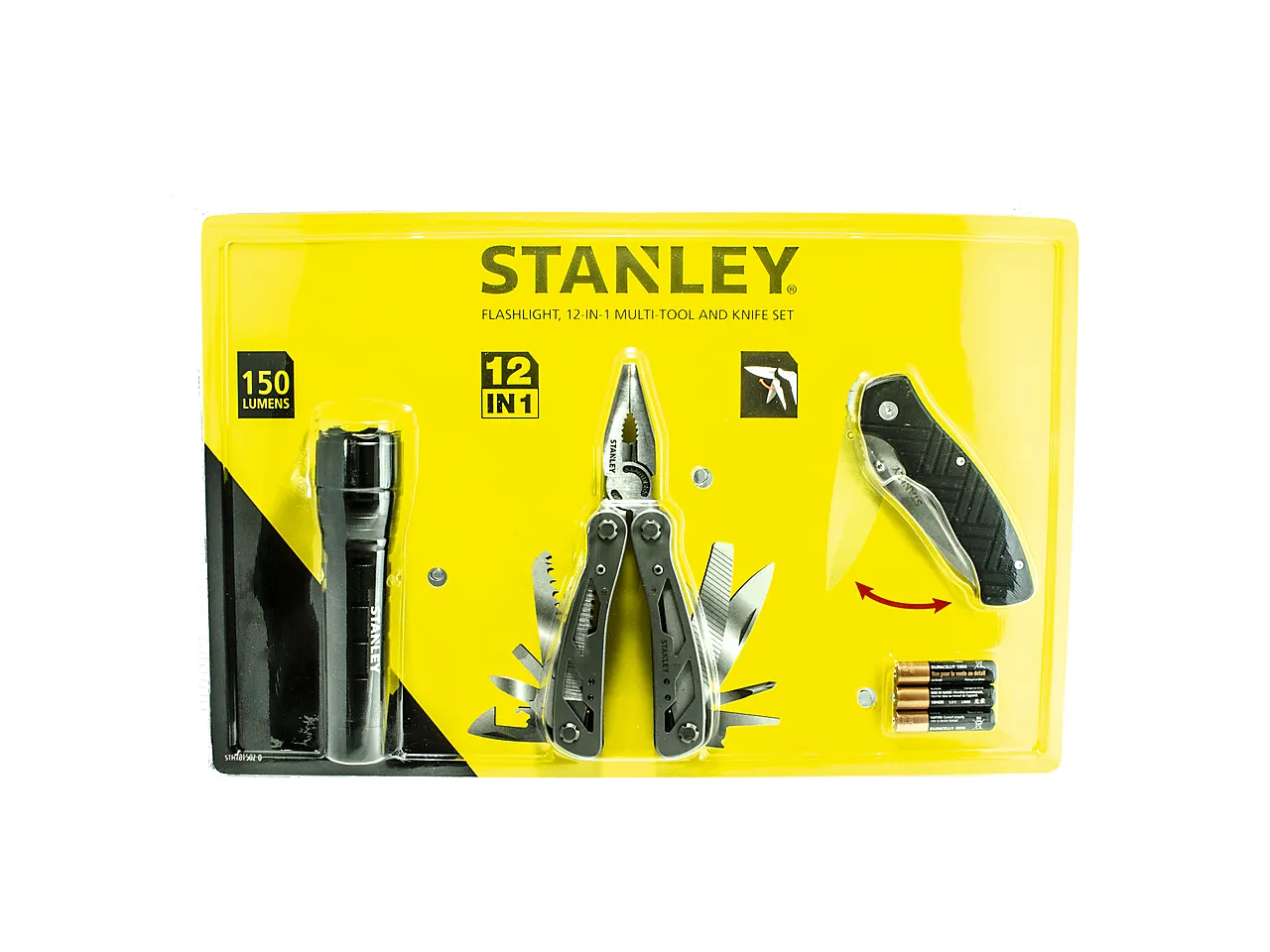 Verktøysett med lommelykt, kniv og multiverktøy