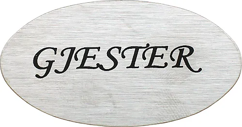 Dørskilt oval matt krom GJESTER