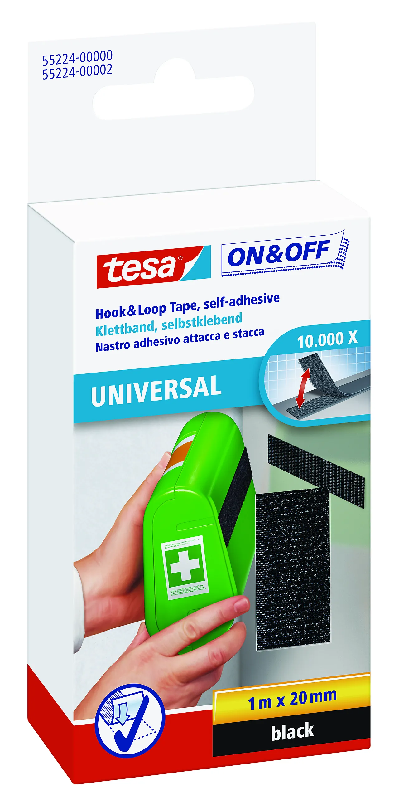 Borrelåstape for lette gjenstander 1 m x 20 mm