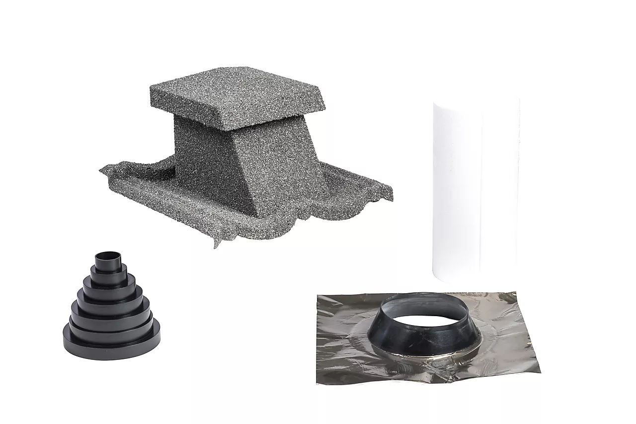 Kombilufter 10-50 stål grå struktur inkl takmansjett, isola Kombilufter 10-50 stål grå struktur inkl takmansjett, isola