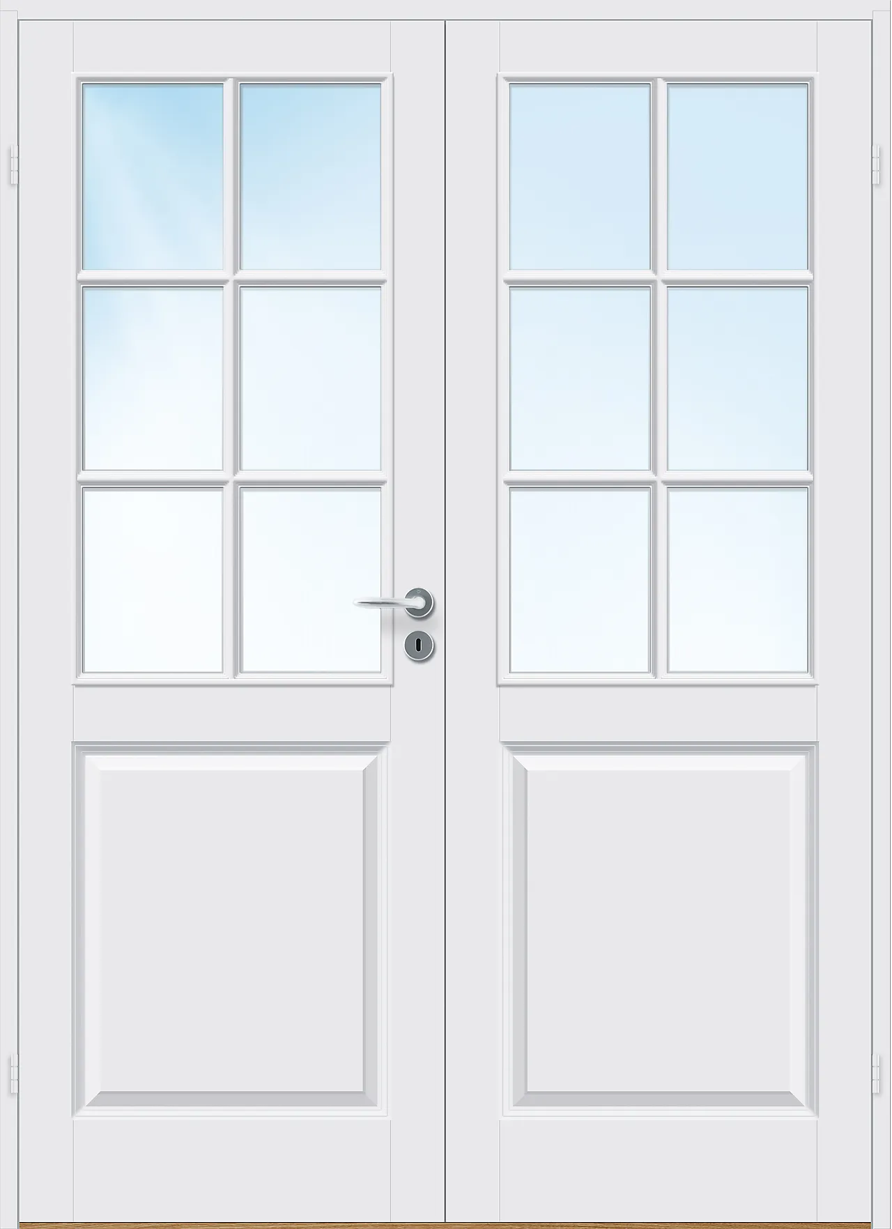 Dobbel innerdør Kari halvglass hvit 153x210 cm Dobbel innerdør Kari halvglass hvit 153x210 cm