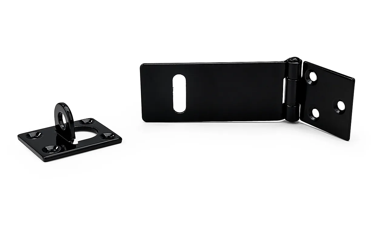 Haspe for hengelås sortlakkert stål 90 mm Haspe for hengelås sortlakkert stål 90 mm