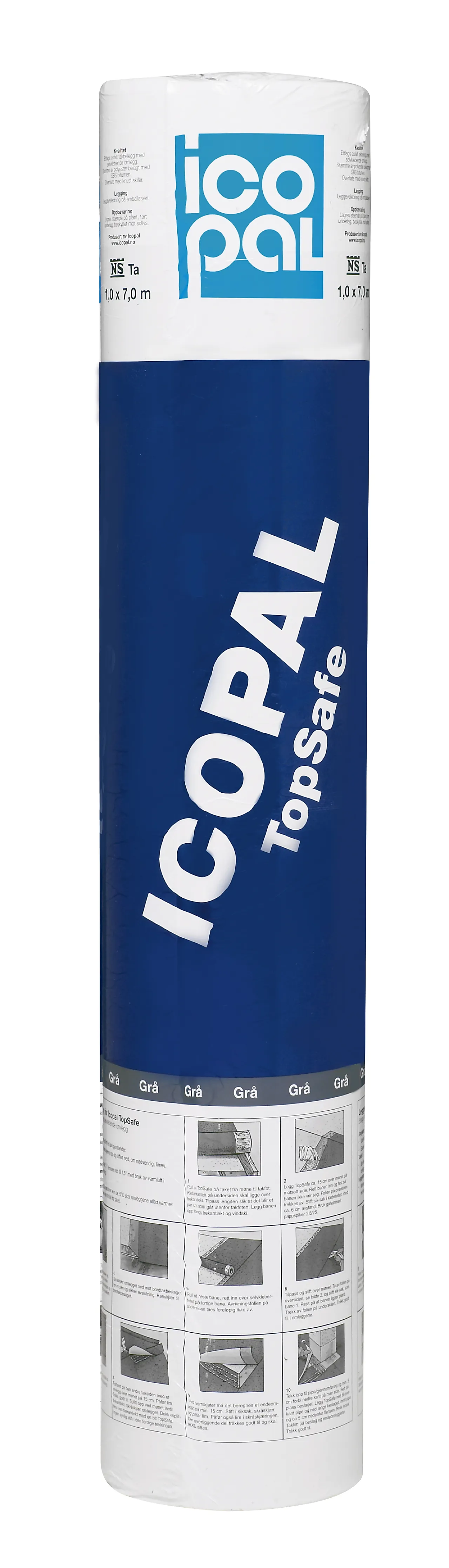 Overlag Topsafe 1 x 7 meter grå