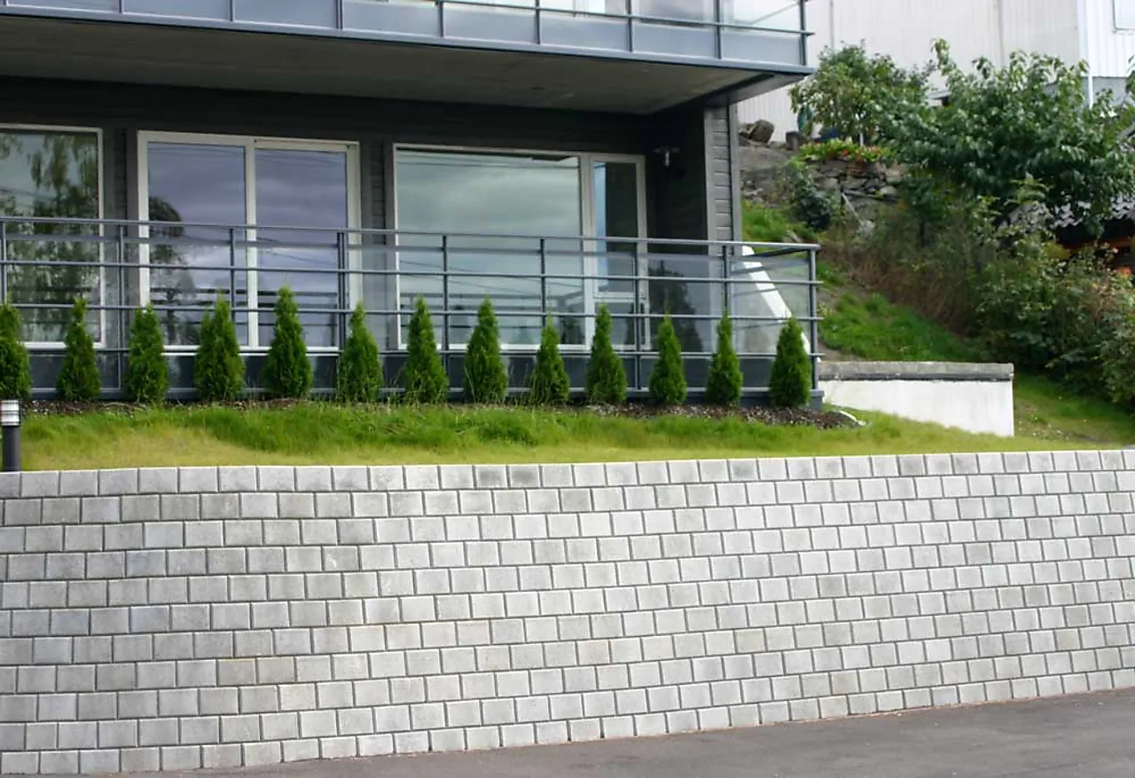 Støttemur mini grå 4 hjørner med kile 59x31x17 cm null - null - 3 - Miniatyr