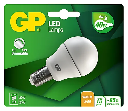 Lyspære led klotpære mini globe dimbar E14 6 Watt