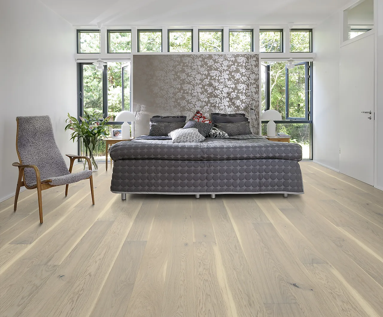 Eik Torum 1st plank, mikrofaset, hvit matt