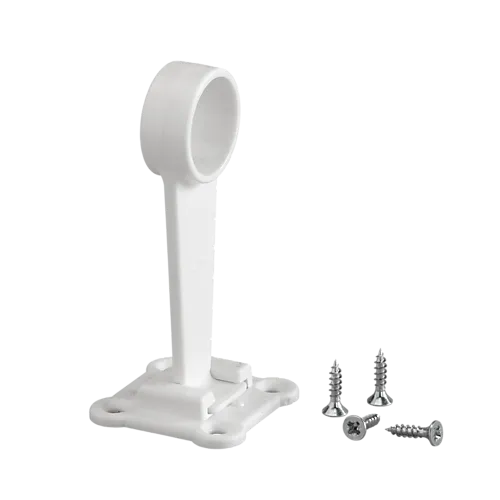 Midtfeste for garderobestang 44x44x95 mm hvit plast