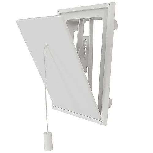 Klaffventil innvendig 125 x 125 mm hvit