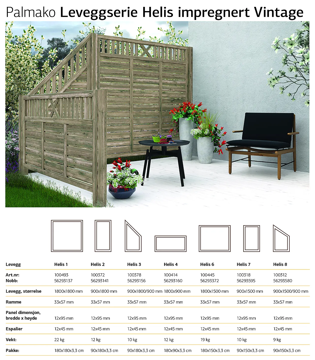 Levegg Helis 180x90 trykkimp vintage