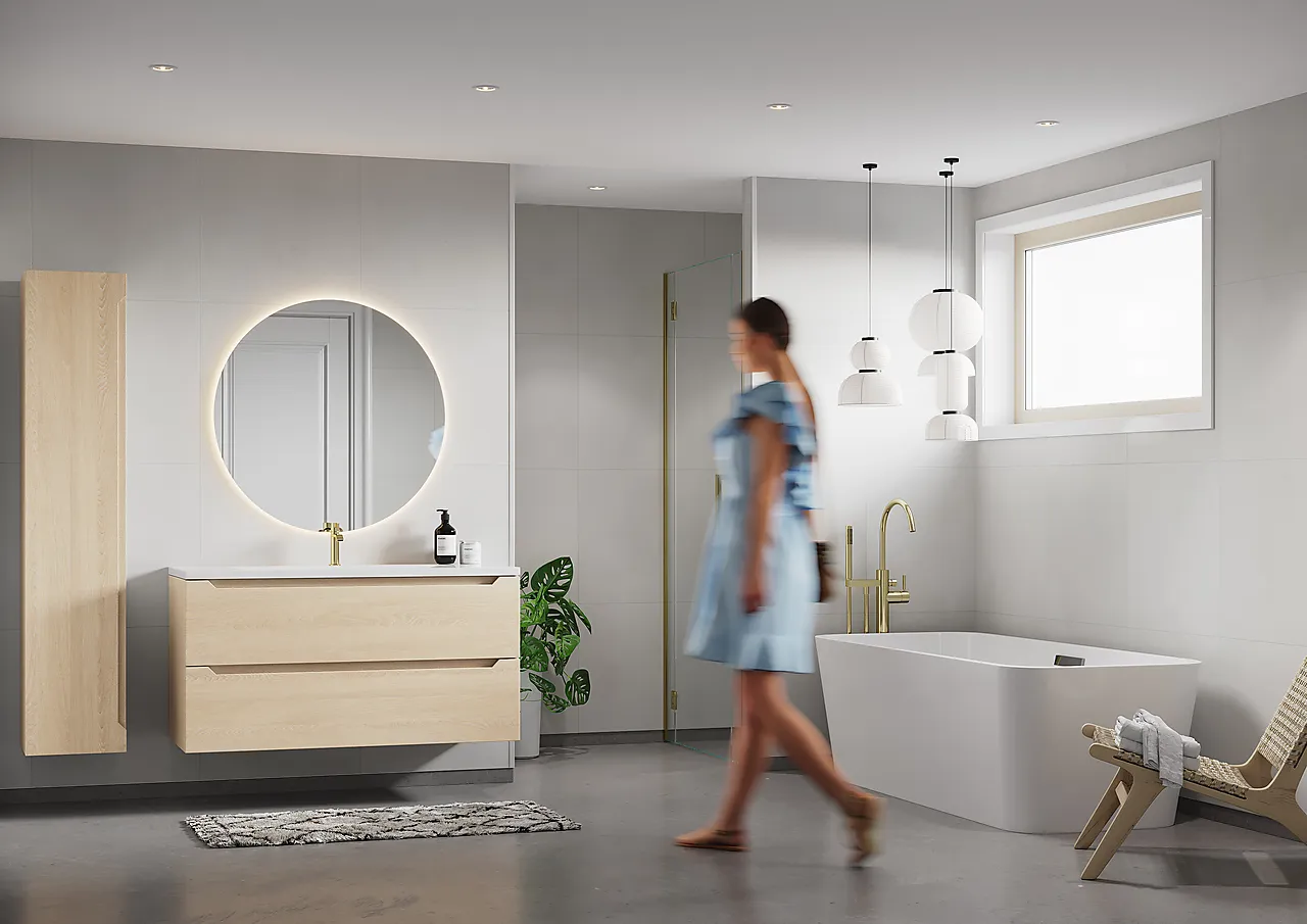 Baderomsplate sement grå flis 60x60 cm 11x620x2400 mm null - null - 2 - Miniatyr