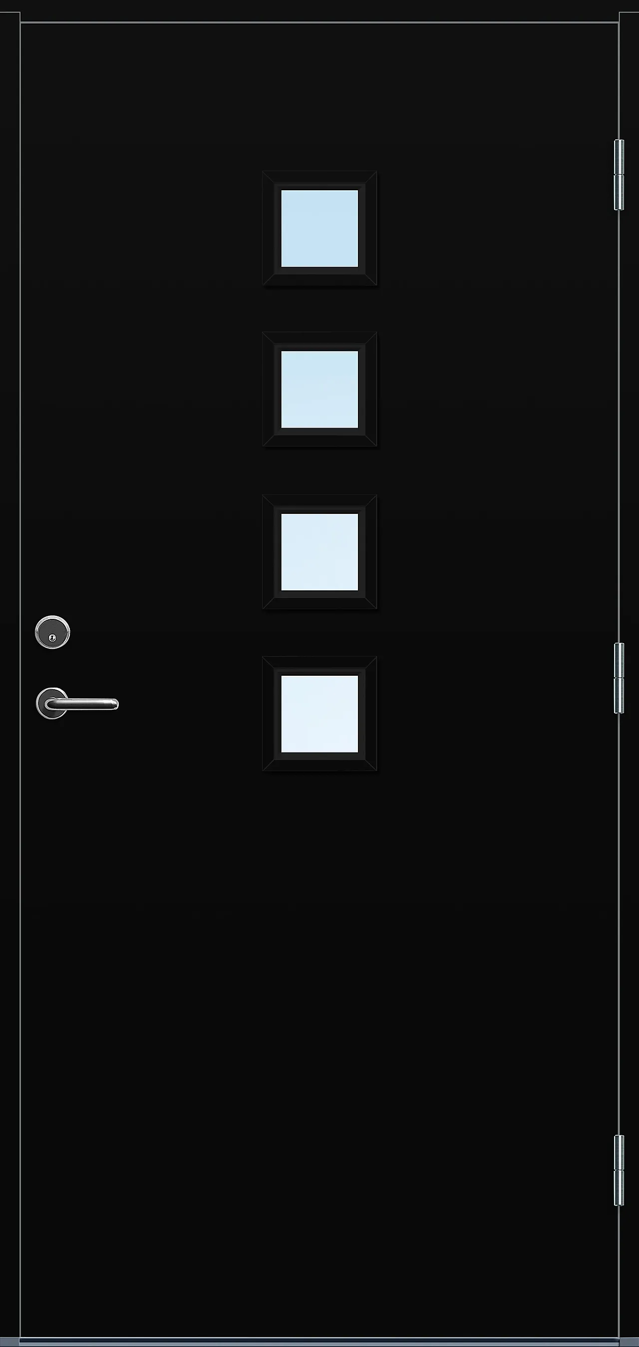 Ytterdør Larvik med glass svart høyre 90x200 cm