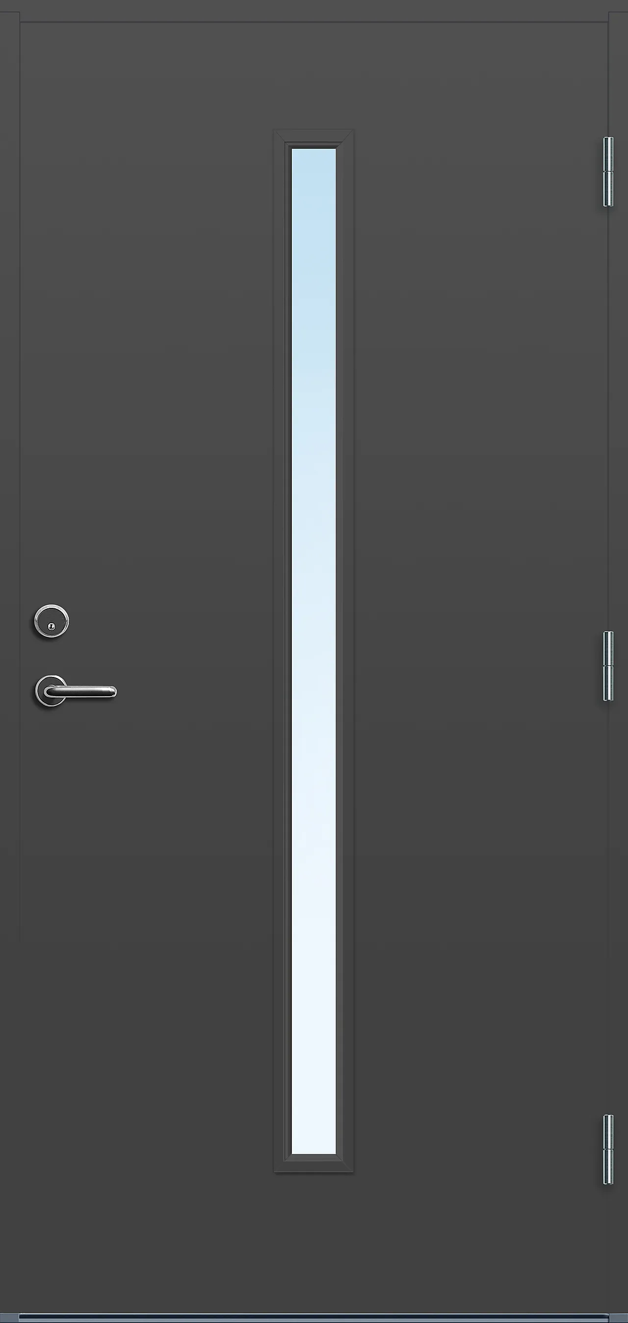 Ytterdør Hovdeby med frostet glass mørk grå høyre 90x200 cm