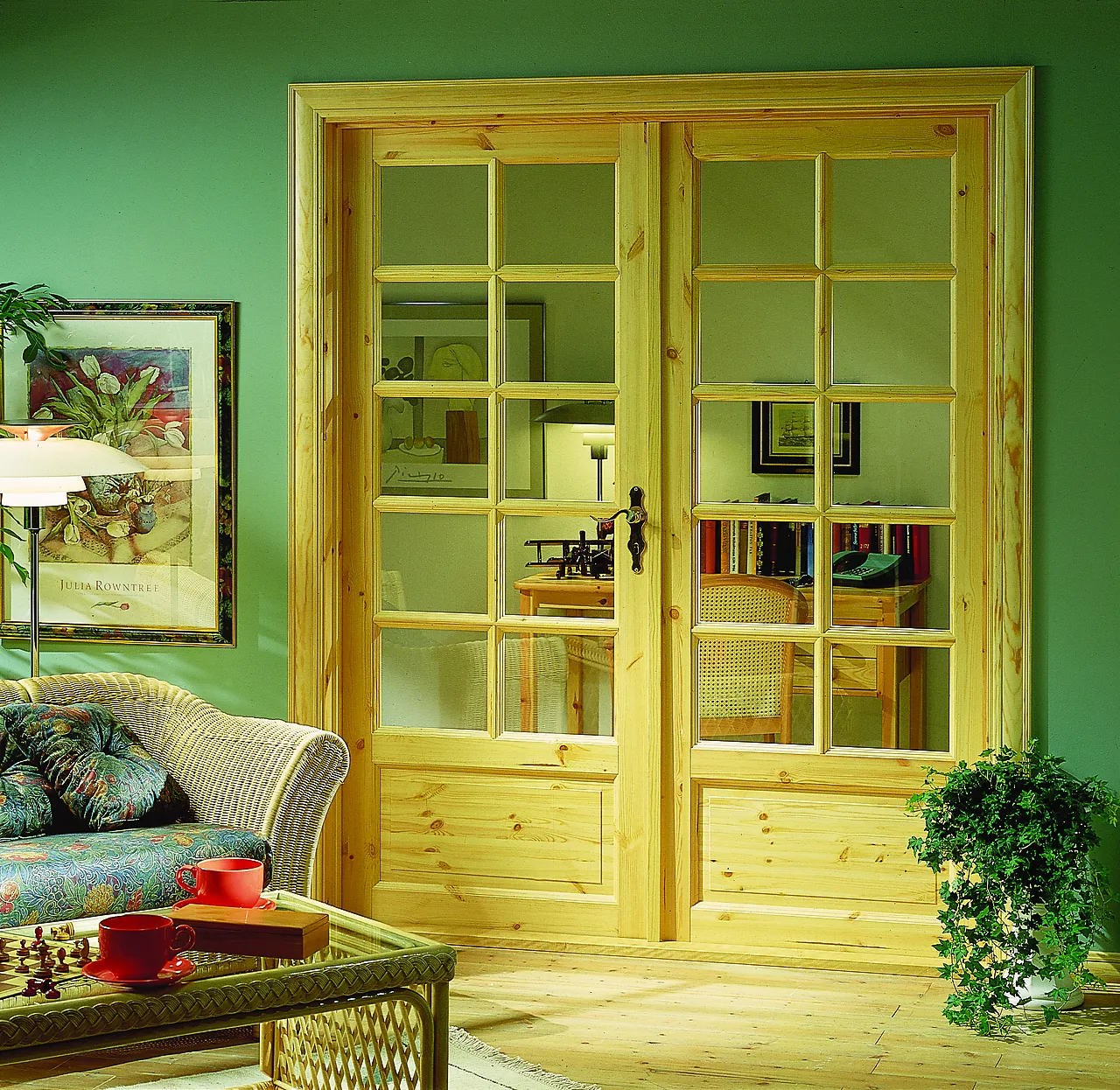 Dørbl tradition sp10 8x21 lakk furu glassdør 4mm herdet glass null - null - 3 - Miniatyr