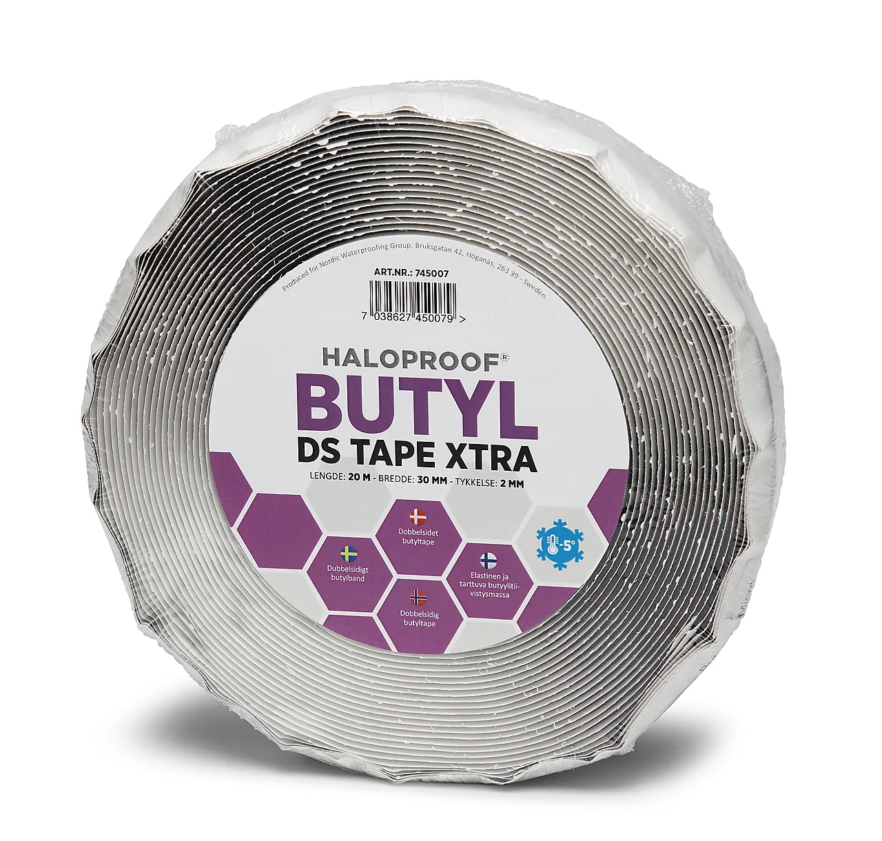 Butyltape dobbeltsidig 2,0x30mmx20m haloproof butyl ds tape xtra mataki