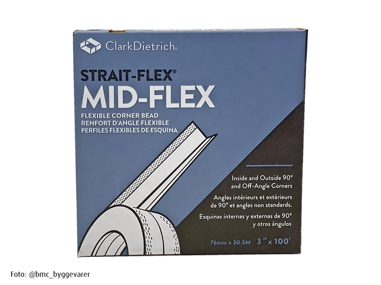 Gips hjørnebeskytter mid-flex 76mm 76mmx30,5m/rul 10rul/kart Gips hjørnebeskytter mid-flex 76mm 76mmx30,5m/rul 10rul/kart