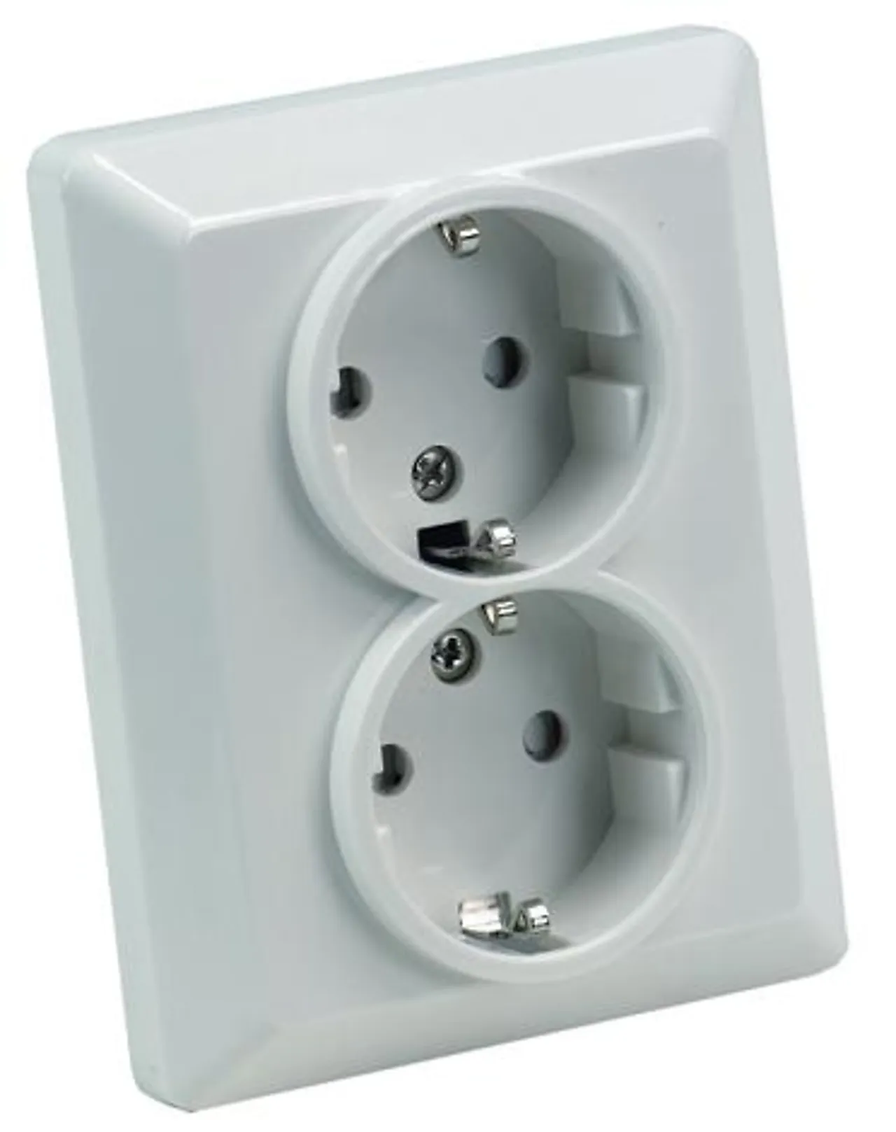 Dobbel stikkontakt 2-veis m/ jord innfelt