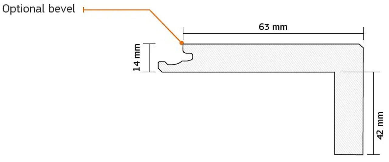 Trappenese 14mm eik 56x69x2200 b-m profil b live  matt lakk m/fas 2stk