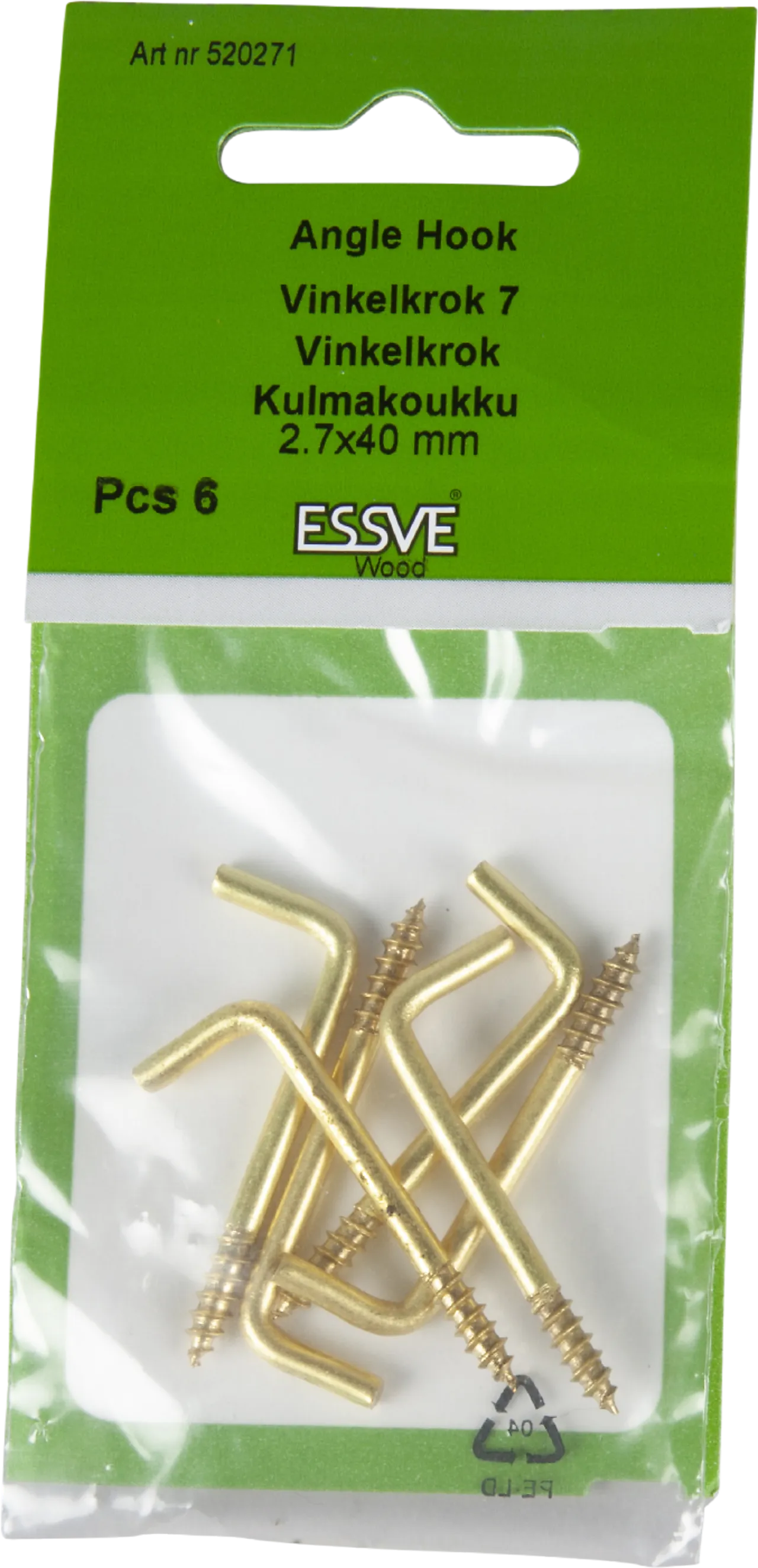 Vinkelkrok 7 mess 40x2,7mm a-6messing null - null - 2 - Miniatyr