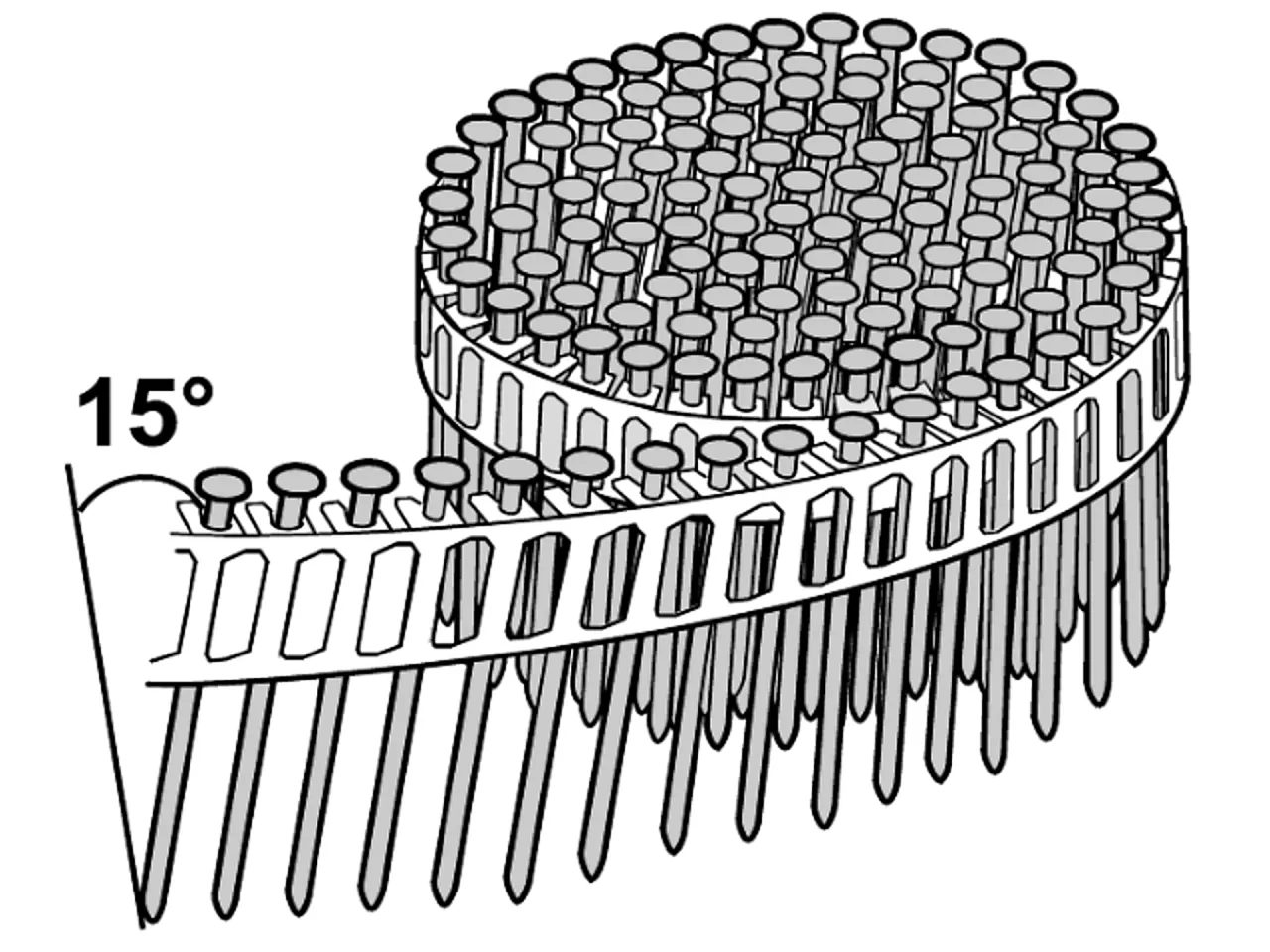 Spiker coil 15gr 2,5x50 a4 -1750 plastbåndet 15 grader syrefast stål Spiker coil 15gr 2,5x50 a4 -1750 plastbåndet 15 grader syrefast stål