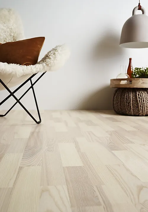 Parkett 3-stav ask hvit matt lakkert