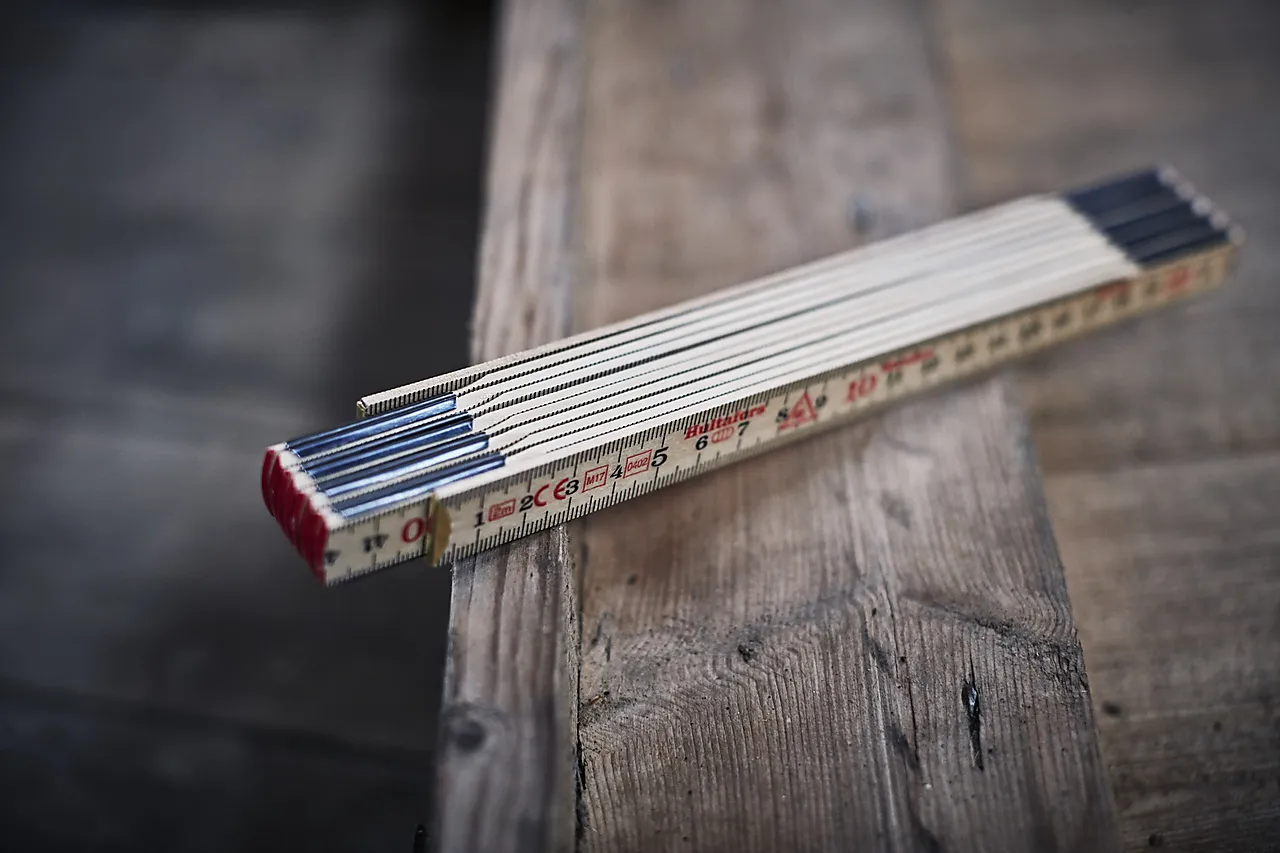 Meterstokk 2 meter tre 59-2-10 metrisk gradering null - 2 - 3 - Miniatyr